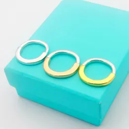 T Domowe projektant biżuterii Tytanium stal dwukolorowy pierścień krzyżowy U Zablokowy pierścień sercowy Różne style gładki pierścień pierścień diamentowy z pudełkiem prezentowym 002