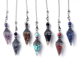 Pingente colares de pedra natural colar cone forma ametista cristal pêndulo amuleto para mulheres moda jóias presentes de festa