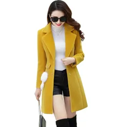 Осенне-зимнее шерстяное пальто женское средней длины, повседневная свободная женская шерстяная куртка, тонкая женская одежда, женские пальто, пальто 231228