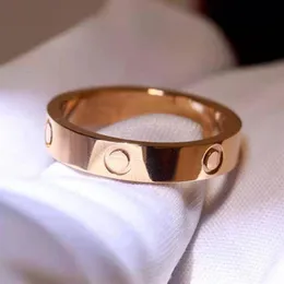 LOGO Luxury Ring Box Women 5mm Rostfritt stål Polerat Rose Gold Zircon Fashion Jewelry Valentine's Day Par Gift For Girl262w
