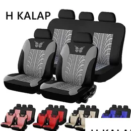 Capas de assento de carro Ers Set Fit maioria dos carros com padrão de borboleta pneu faixa detalhe protetor de estilo para a entrega de gota automóveis mot dhjkd