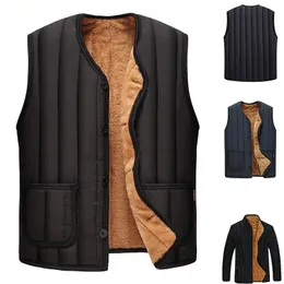 Autumn and Winter Mens Solid Color Topps Sleeveless Jacket Plus Velvet Coat Warm Vest Veste Homme de Marque 231229