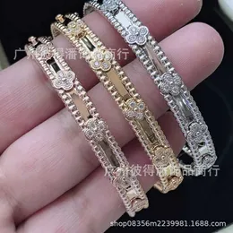 Bracciale di lusso di design Van Clover in oro 18 carati con cristalli scintillanti e diamanti Simbolo supremo di amore e protezione, un regalo perfetto per donne e ragazze Uop0