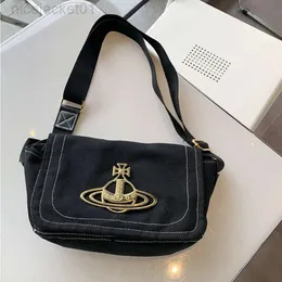 24SS Designer Viviane Westwoods Tasche Viviennewestwood Western Empress Dowagers Bag Damen Sommer Cowboy Canvas Umhängetasche Große Kapazität Vielseitig Instagram S