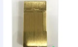 ST Ligne 2 Lighter Classic Brushed Metal Ping Sound Flame Lighter Gold5087778