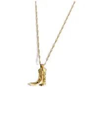Collane con ciondolo STIVALE DA COWBOY Collana con stivali occidentali in oro 14 carati Fungo astratto viso intero estetico gotico6035912