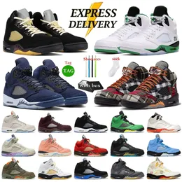 Jumpmans 5 Designer Tênis de basquete Lucky Green A Ma Maniere Dawn Midnight Navy Plaid Craft Olive Borgonha Orewood Retros UNC Aqua Racer Azul Mens Treinadores Sapatilhas