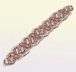 Missrdress Feminine Rose Gold Wedding Dress Belt Crystal Jeweled Ribbon Rhinestones Bröllopsbälte för bröllopsklänningar YS8323680874