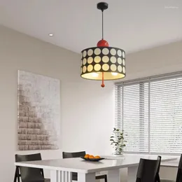 Pendant Lamps Novelty E27 Bulb Lamp Art Decor Dining Room Kitchen Hanging Light Fixtures Cylindrical Metal Red Ball Drop