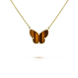 Модные ювелирные изделия Ожерелья дизайнерские роскошные Две бабочки Кулон ожерелье с бриллиантами для девочек Red Bule White Shell розовое золото платина 173H