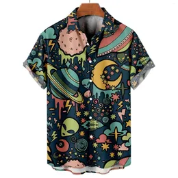 القمصان غير الرسمية للرجال الأزياء قصيرة الأكمام ثلاثية الأبعاد STARY SKY PRINTING TEES Cartoon Harajuku قمم كبيرة الحجم هاواي