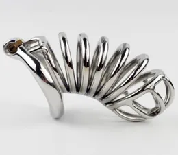 Мужское устройство целомудрия из нержавеющей стали, клетка для члена с гибким изогнутым кольцом для члена, игрушки для бондажа для взрослых, BDSM8024604