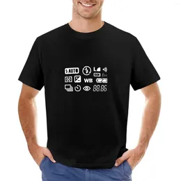 T-shirt da uomo con display per fotocamera, abiti carini, magliette grafiche, tinta unita, manica lunga