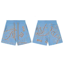 American Rhude Color Cashew Flower Nuovi pantaloncini sportivi da basket lavorati a maglia versatili sopra il ginocchio