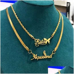 Pendant Necklaces Customized Name For Women Stainless Steel Twist Chain Heart Butterfly Nameplate Snake Friend Gift 231005 Drop Deli Dhk0O