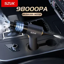 SZUK 98000PA Car Vacuum Cleaner Mini Wireless Powerful Cleaning Machine Strong Suction Handheld for Portable Home Appliance 231229