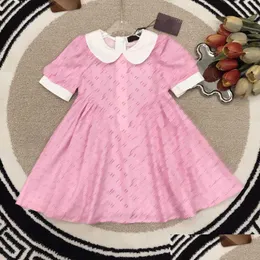 Платья для девочек 23Ss Esigner Kids Dress Кукольный воротник Мода Fl Пресбиопия Логотип Платья Симпатичная рубашка Юбка из чистого хлопка Детская одежда Drop Del Dhlg2