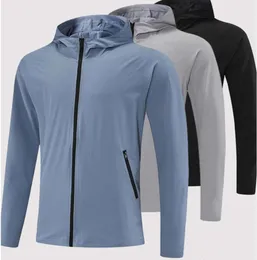 lu lu l 남자 새로운 스포츠 지퍼 후드 재킷 캐주얼 형제 가능한 야외 조깅하는 조거 복장 하이킹 카디건 소재 아웃복 패션 브랜드 옷 654
