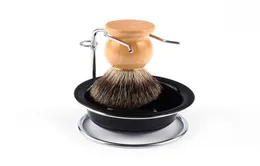 Meicoly Kit da barba per uomo Durevole Design di bellezza Ciotola Tazza Pennello Portasapone Supporto per rasoio da barba portatile Rasoio per barba Set rasoio pulito 3p5232614