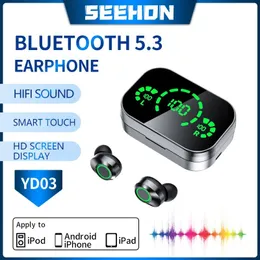 Kulaklıklar TWS YD03 Kablosuz Kulaklık Bluetooth 5.3 HIFI Stereo Kearbuds HD Dijital Ekran Su geçirmez Mini Bant Mikrofon