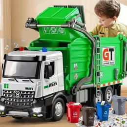 Garbage Truck Toys for Boys Metal Diecast Friction Powered Toy with Light and Sounds T 231228