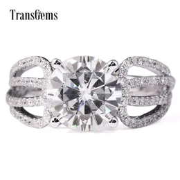 Transgems 3 karatlaboratorium odlat Moissanite Diamond Engagement Ring Lab Diamond Accenter