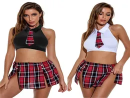 Sexy Schoolgirl Costumes Adult Ladies Fantasy School Girl Role Playing Game Outfit Lingerie Underwear Sex Shop for Couple Y04063040361