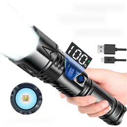 White Laser Digital Display Strong Light Outdoor Charging Super Bright Tactical Flashlight Zoom Long-range Shooting