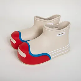 Kadınlar Rainboot Ebeveyn-Çocuk Ayakkabıları Kadınlar ve Çocuklar Önyükleme Sevimli Pembe Eva Kalın Solgözlü Su geçirmez Yağmur Ayakkabıları Ayak Bileği Botları Kızlar 231228
