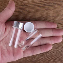 Frascos de armazenamento 10pcs 14ml 22 60mm frascos de especiarias vidro transparente com tampas de prata vazios frascos de artesanato diy garrafa de perfume