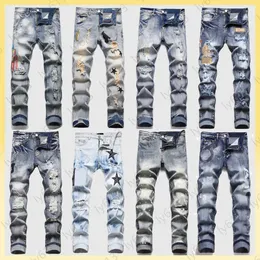 Amirs Jeans Designer Pants for Men High Street Fashion Classic Jean Europe و Hip-Hip-Hip Hip-Hop Brourouse Slaster Slim Prosoyly Mens Jeans
