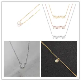 10 pezzi oro argento alfabeto lettera parola mama hashtag ciondolo collane a catena minimalista collare stile coreano girocollo per le donne