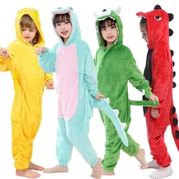Barn onesie barn unicorn dinosauri pyjamas djur tecknad filt sömnare baby sömnkläder vinter pojkar flickor licorne jumspuit 231229