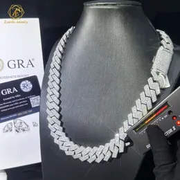 Kolye Miissanite Zinciri Özel Kilit Geçiş Gümüş Laboratuar Grown Diamond Tester 8mm Üç Satır Buzlu Hip Hop VVS1 Diamond Küba Bağlantı