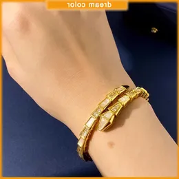 Bulgarie Carer Original Luxus-Designer-Armband, Traumweißes, eingelegtes schlangenförmiges Armband mit luxuriösem 18-Karat-Gold-Sternknochen-Armband als Geschenk für die Freundin