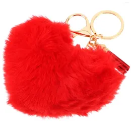 Keychains Key Chain Heart Shape Plush Ring Purse Hanging Keychain Backpack Decoration