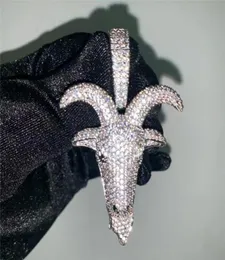 Novo chegou microincrustado zircão cabeça de cabra pingente colar gelado completo zircão masculino hip hop jóias gift3454975
