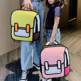 Y2K Cute 2D Drawing Cartoon Bag Anime Backpack 3D Comic Student Schoolbag Kawaii Teenage Daypack Funny Kids Travel Bag Mochila 231228
