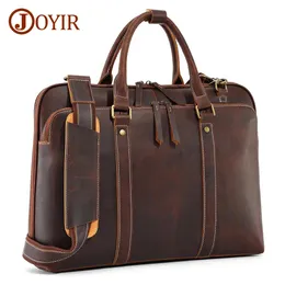 Pastas Joyir Couro Genuíno Homens de Negócios Maleta Bolsa para 15.6 "Laptop Couro Ombro Messenger Bag Qualidade Escritório Tote Bolsas