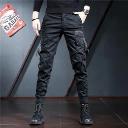 arrive men's light luxury cargo pants outdoors sports tactical pants multipockts trendy pants slim-fit casual jeans pants; 231229