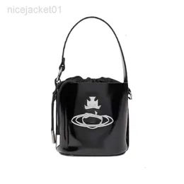 24SS Designer Viviane Westwoods Bag Viviennewestwood Viviennewestwood Western Empress Dowager Bucket Bag New Korean Edition Lacquer Leather