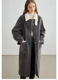 Damskie okopa płaszcza Molan elegancka zimowa płaszcz kurtka szara klasyczna ciepłe grube streetwearne singalne piersi Stylowy płaszcz