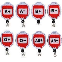 Whole Key Rings Blood Type Medical Nurse Retractable Felt ID Badge Holder Reel With Alligator Clip For Gift234b