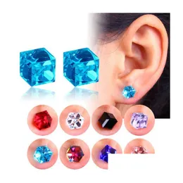 Stud Update Crystal Magnetic Earrings Water Cube Health Magnet Colorf Non-Pierced For Women Jewelry Drop Delivery Jewelry Ea Dhgarden Dhyhy