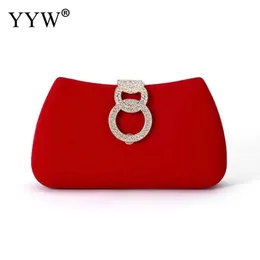 Väskor YYW Red Moon Clutch Bags Design Women Clutches Diamonds Golden Velvet Evening Bags Party Wedding Handväskor Väskor axelväskor