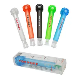 Toppuff Top Puff Bong acrilico Pipa da fumo portatile Tabacco da viaggio 160mm Tubo bruciatore a olio con bottiglie Narghilè Vite su bottiglia Convertitore Tubi dell'acqua Dab Rig