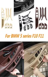 7pcs 차량 내부 도어 핸들 패널 BMW 5 시리즈 F10 F18 520 525 그레이 베이지 색 검은 왼손 드라이브 LHD9630018