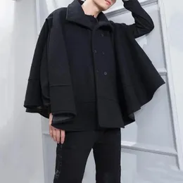 Men's Hoodies Mens Short Bat Sleeve Cape Autumn Winter Genderless Fashion Youthful Retro Loose Solid Color Sweatshirt Unisex