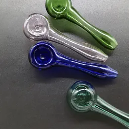 Tubo di vetro colorato da 4,0 pollici Tubo spesso in Pyrex per cucchiaio a mano per bruciatori a olio di erbe secche per tabacco Tubi per gorgogliatore d'acqua