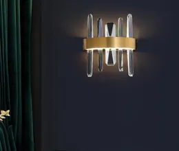 Modern Gold Metal Crystal Wall Light Living Room Matsal El Heminredning Vägg SCONCE WA159308I7222157